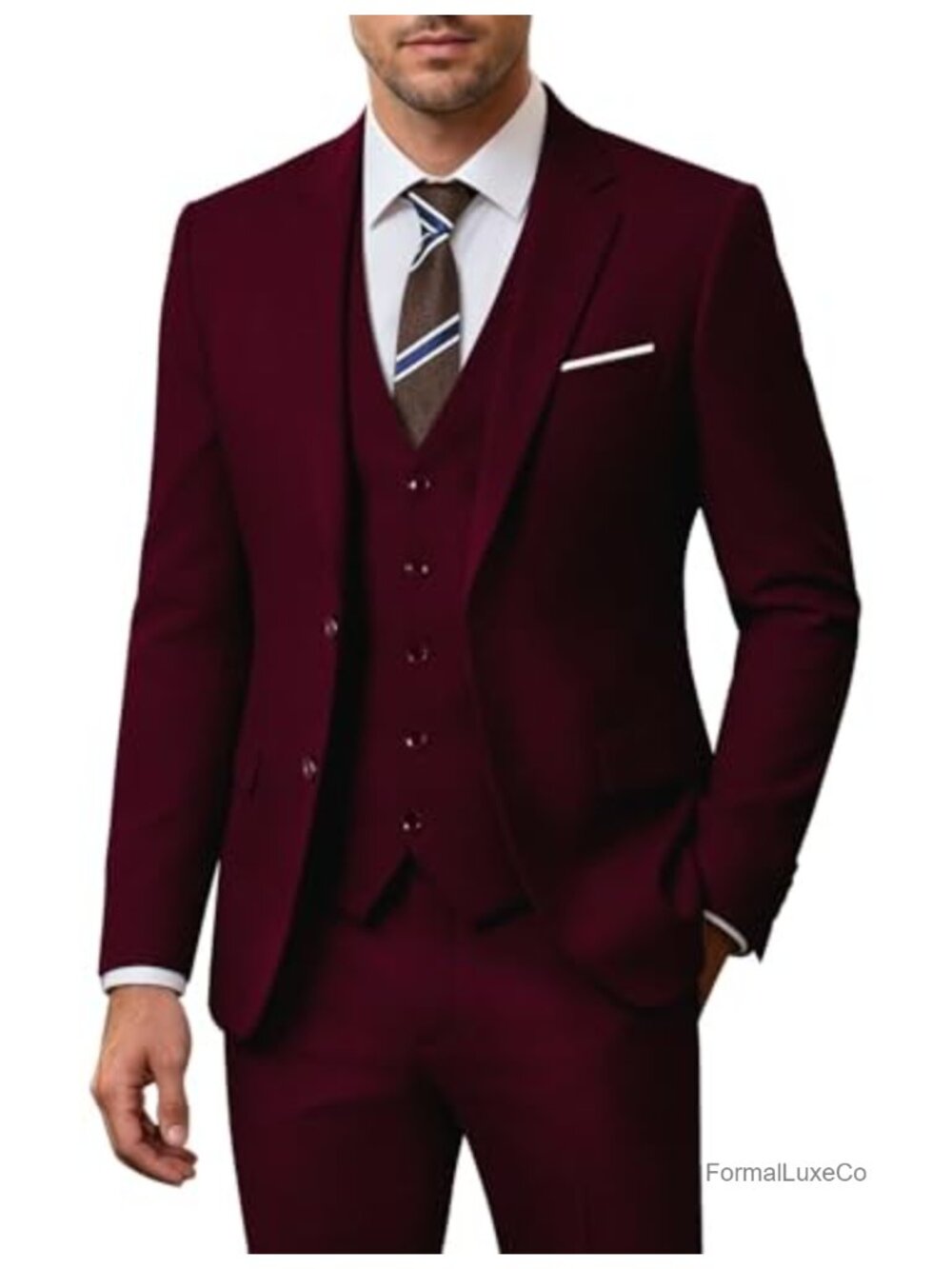 Men's 3 Piece Slim Fit Suit Set Jacket Vest Pants 80% Polyester 20% Viscose